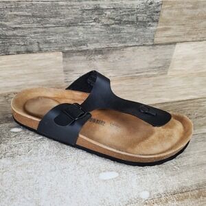 Cushionaire Thong Sandals Mens Sz 11 Black Slip On Flip Flop
